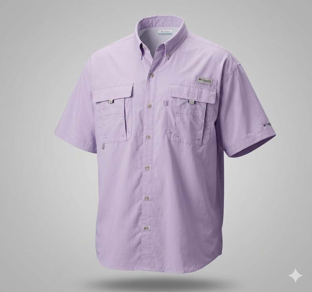 Columbia Men's Short Sleeve Button-Down Shirt Lavender